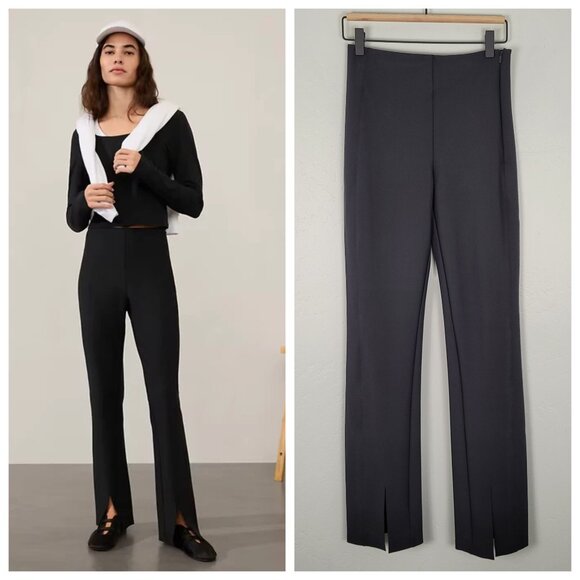 Athleta Move Easy Split Hem Pant Nylon Stretch Black Size 0 NWT - Picture 1 of 13